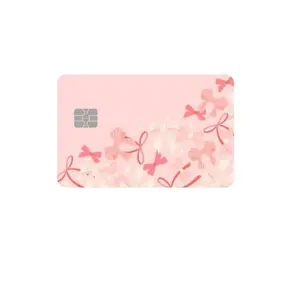 Bows Debit Card Decals - Pink Background with Floral Design, Suitable for Everyday Use set of 2