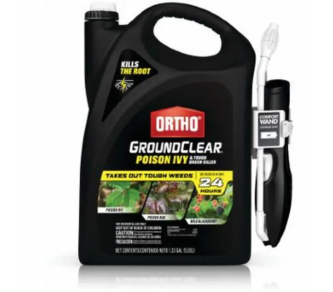 212 MAIN GroundClear Outdoor Poison Ivy & Tough Brush Weed Killer, 1.33 gal Scotts Ortho Roundup 165166, Rainproof Fast Formula Effective Against Tough Weeds