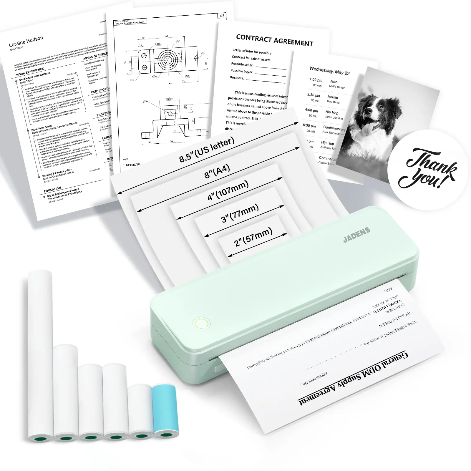 Green Printe with 6 Roll Label