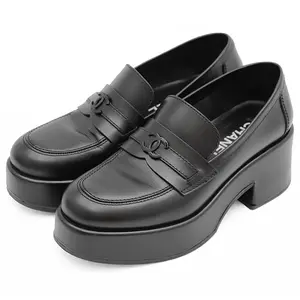 Pre-owned CHANEL Calfskin Small Leather Goods Platform Loafers