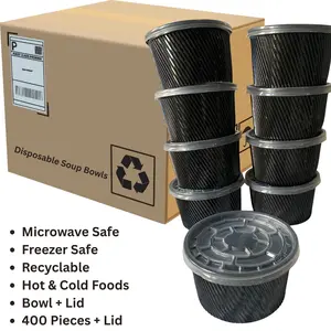 14 oz PP Plastic Round Deli Food Containers with Lids (400 Ct) Kitchen Lightweight