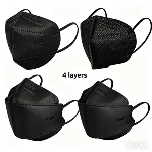 100pcs/2packs KN95 Masks, 4-Layer Protection, 3D Contoured Fit, Comfortable Ear Loops, Individually Wrapped, Black & White Options