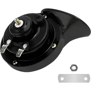 300DB Super Loud Train Horns, 12V Car Air Electric Snail Single Horn, Waterproof High Low Tone Air Horns Replacement for Car Motorcycle Truck Bike Boat & Any 12V Vehicles (Black TZ-101)