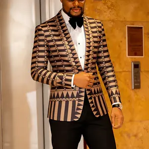 Men's black and white Green Coffee Brown Red striped printed jacket Blazer Printed Suit Jacket Slim Fit Dinner Sport Coat Blazers