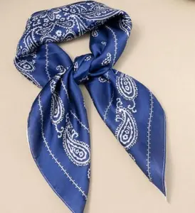 Classic Bandana Print Silky Square Neck Scarf