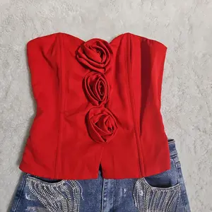 Corset Tube Top With Flower corsage