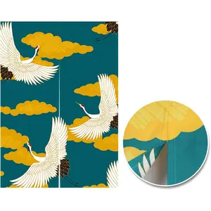 LIGICKY Japanese Noren Doorway Curtain Double Sided Cranes Printed Window Treatment Door Tapestry for Home Kithche Resturant Sushi Decoration 33.5" Width x 47.2" Long