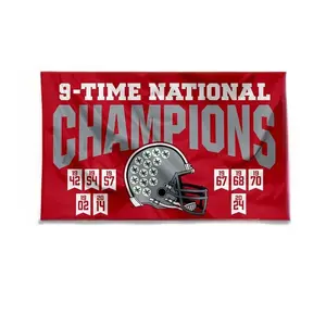 9-Time National Champions Decorative Full Print Tapestry Banner Flag, Premium Cotton-Light Linen Cloth, Vibrant Black Colors, Hand-Washable Multi-Size Indoor/Outdoor Home Decor Item,summervibes