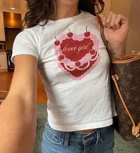 Cake Baby Tee Coquette Baby Tee Lover Y2K Baby Tee Vintage Baby Tee 90s Baby Tee Pink Cherry Cake Graphic Tee Gift for Her Valentines Tee