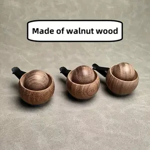 Handmade Waterless Car Diffuser Wood, Natural Walnut Color, Small Round Egg Shape, Aromatic Essential Oil Diffuser for Cars, Home Fragrance