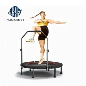SkyBound 600 LBS Tested Foldable Mini Trampoline, 40'' Fitness Rebounder with Springs/Bungees, Foldable Mini Trampoline with Bungees/Springs，Adjustable U-Bar Handle, Stable Quiet Indoor/Outdoor Exercise Equipment Home Gym Kit,summerwins