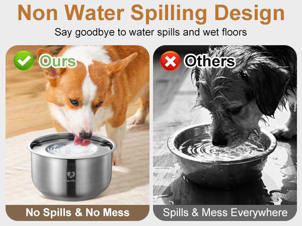 MORIKEY No Spill Dog Water Bowl 4.5L Large Capacity Slow Drinking Pet Bowl with Floating Disk Stainless Steel Easy Clean