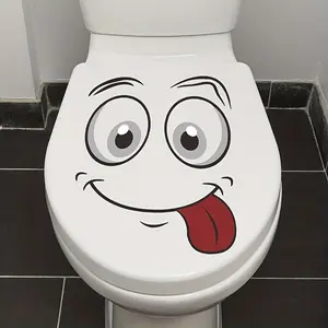 Funny Cartoon Toilet Lid Sticker, Creative Non-Stick Toilet Paper Holder Decoration, Bathroom Decorative Sticker, Fun Design