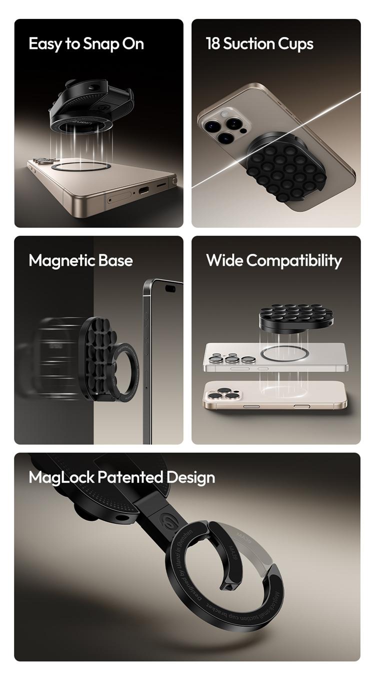 Ulanzi MA39 MagLock Suction Cup Phone Mount Desktop Stand for iPhone 17 16 15 14 with Suction Bottom for Wall Glass Ulanzi MA39 MagLock Suction Cup Phone Mount Desktop Stand for iPhone 17 16 15 14 with Suction Bottom for Wall Glass