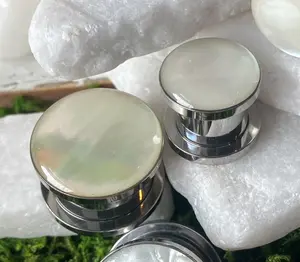 PAIR of Stunning Mother of Pearl Surgical Steel Screw Fit Tunnels/Plugs - Gauges 2g (6mm) thru 5/8" (16mm)