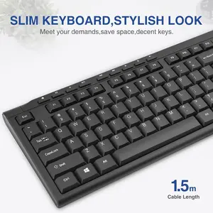 Rii RK907 Ultra-Slim Compact USB Wired Keyboard for Mac and PC,Windows 10/8 / 7 / Vista/XP (Black) (1PCS)
