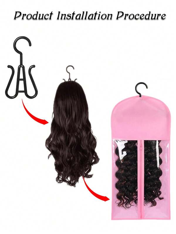 Falote 6/12Pcs Satin Wig Storage Bag With Hooks & Zipper - Portable Organizer Cover, Closet Hanger, Travel Case For Multiple Wigs,summervibes