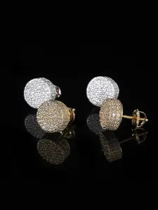 Fashion Versatile Personality Design Sense Hip Hop Round Synthetic Zircon Stud Earrings Niche Light Luxury High-end Accessories Men's and Women's Earrings Fashionable Jewelry Accessories