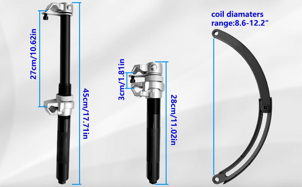 3-Piece Heavy-Duty Suspension Coil Spring Compressor Hand Tool Kit; Shock Absorber Spring Removal Tool for Cars; 3-Piece Heavy-Duty MacPherson Frame Assembly with Safety Bracket; Suitable for Cars, Trucks, ATVs, UTVs; Load Capacity 2200 lbs