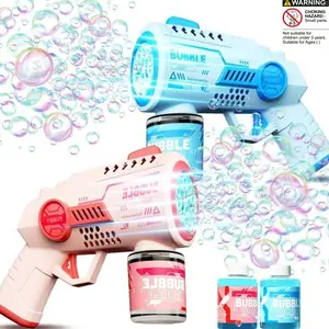 Children Bubble Gun, Unisex Automatic Blower Toy, Summer Bath Bubble Machine, Handheld Outdoor Toy with 100ML Bubble Liquid
