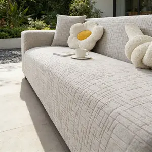 1 Piece Minimalist Solid Line Texture Sofa Cover, Wrinkle-Resistant Breathable, Multi-Size Universal for Indoor & Outdoor Use
