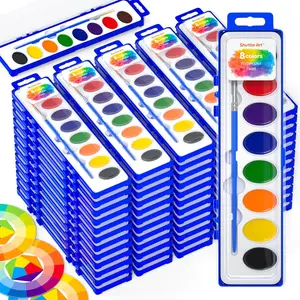 Shuttle Art 8/16 Colors Watercolor Paint Set, 15/24/60 Pack with Paint Brushes & Color Wheels, Washable for Boys, Girls & Adults, Suitable for Classroom, Parties, Kindergarten & Art