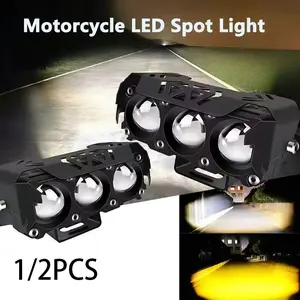 3 Lens Super Bright Light Motorcycle Headlights Led Lens Spotlight Moto Fog Lamp Motorcycle High Low Beams Work Light Scooters Led Bar Light