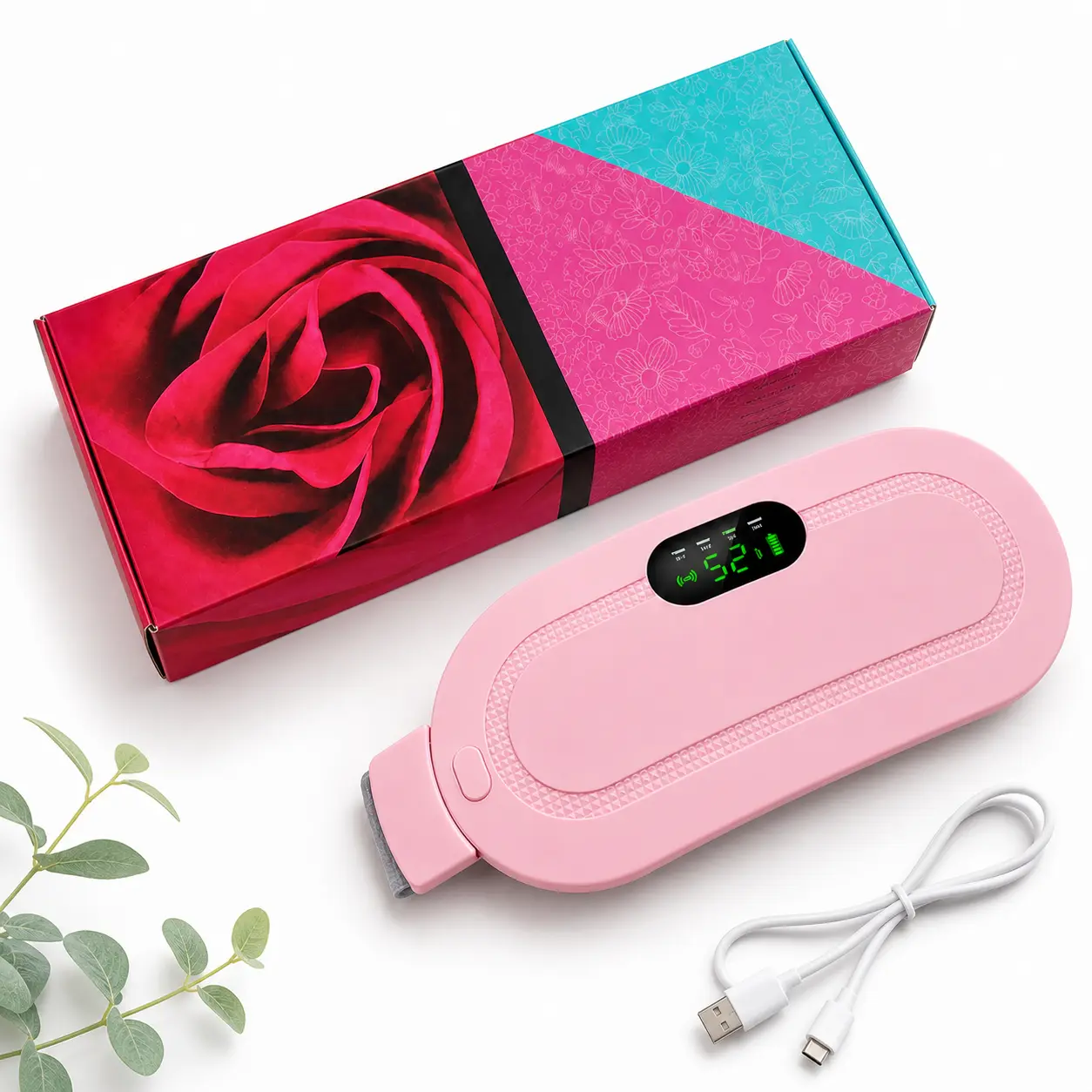 Women's Rechargeable Cordless Heating Pad Belt - Vibration Massage, 3+ Heat Settings, Adjustable Waist Warmer for Home & Office, Self-Care Festive Gift