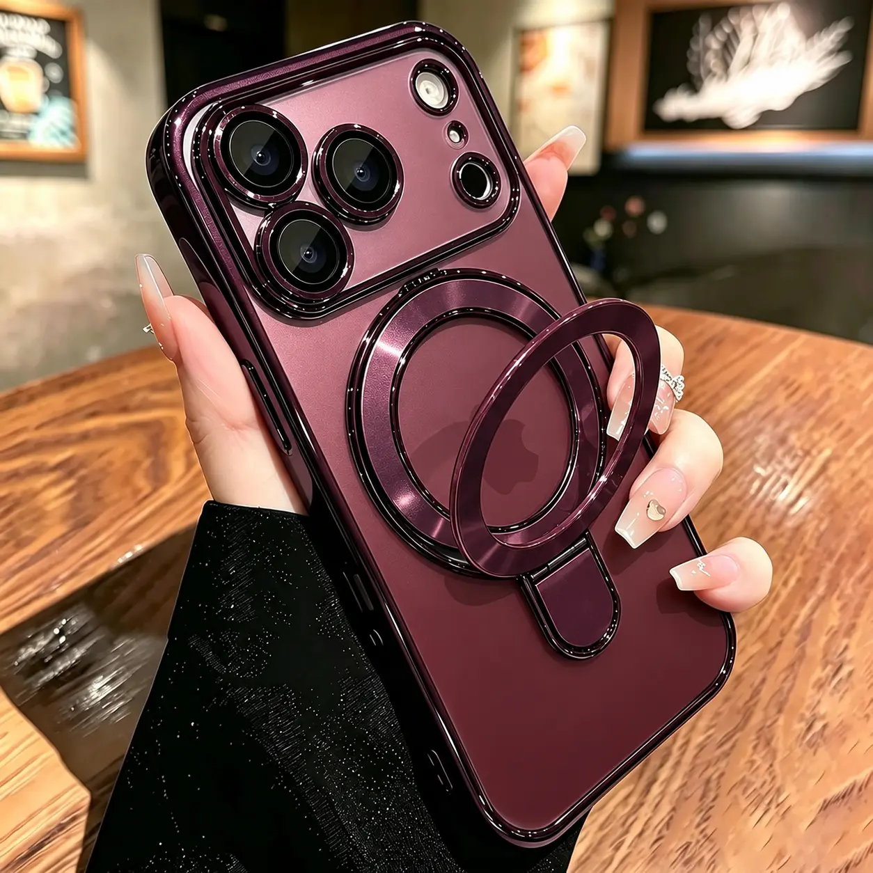 Magnetic Ring Stand Case for iPhone 18 Pro Max/17/16/15/14/13 Series, MagSafe Compatible Clear Shockproof Phone Cover with Built-in Camera Lens Protector and 360° Rotating Kickstand