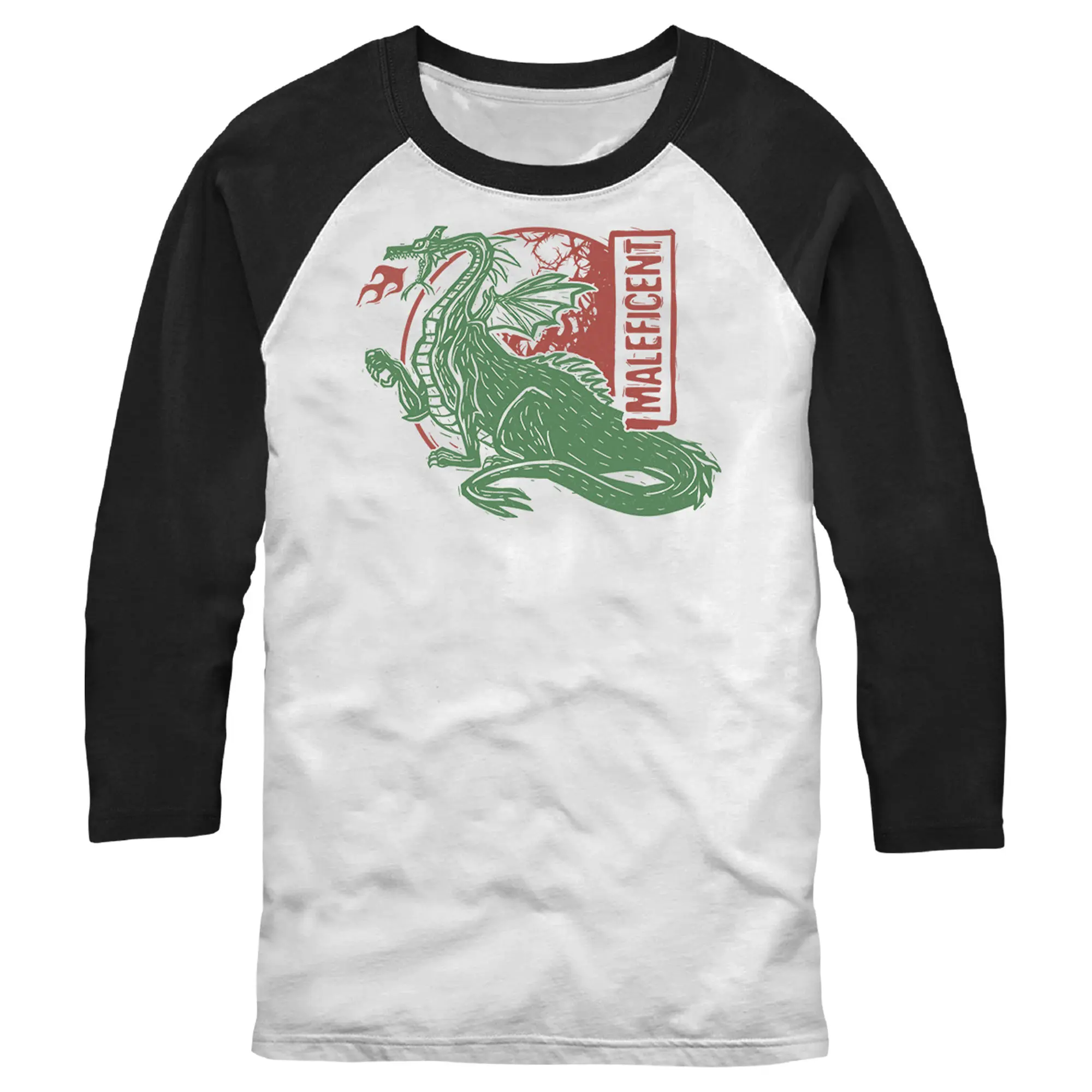 Men's Sleeping Beauty Woodblock Maleficent Baseball Tee
