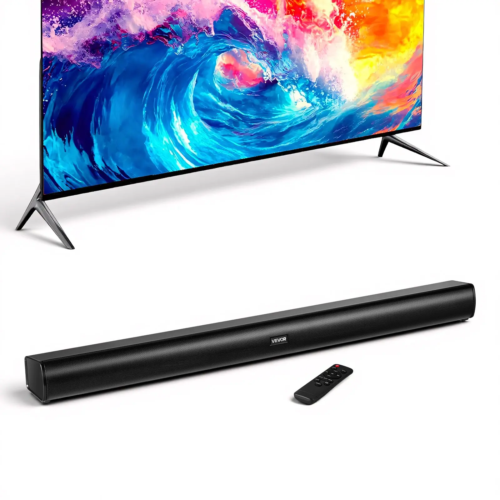 VEVOR 35-Inch 2.1 Channel Wireless Sound Bar with Built-In Subwoofer, 120W Peak Power, Remote+Button Control, Bluetooth/AUX Connection, Wall/Table Mountable, Easy Setup for Home Cinema Smart TV & Projector