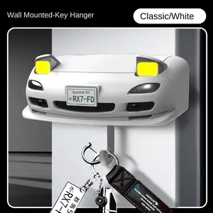 Jdm-Style White Wall-Mounted Car Key Holder - Durable Plastic Key Organizer with Easy Installation And Space-Saving Design, Suitable for Garage, Man Cave Or Home Decoration.Shelves cute  ornament key decor paulownia wood key hanger Set Wooden