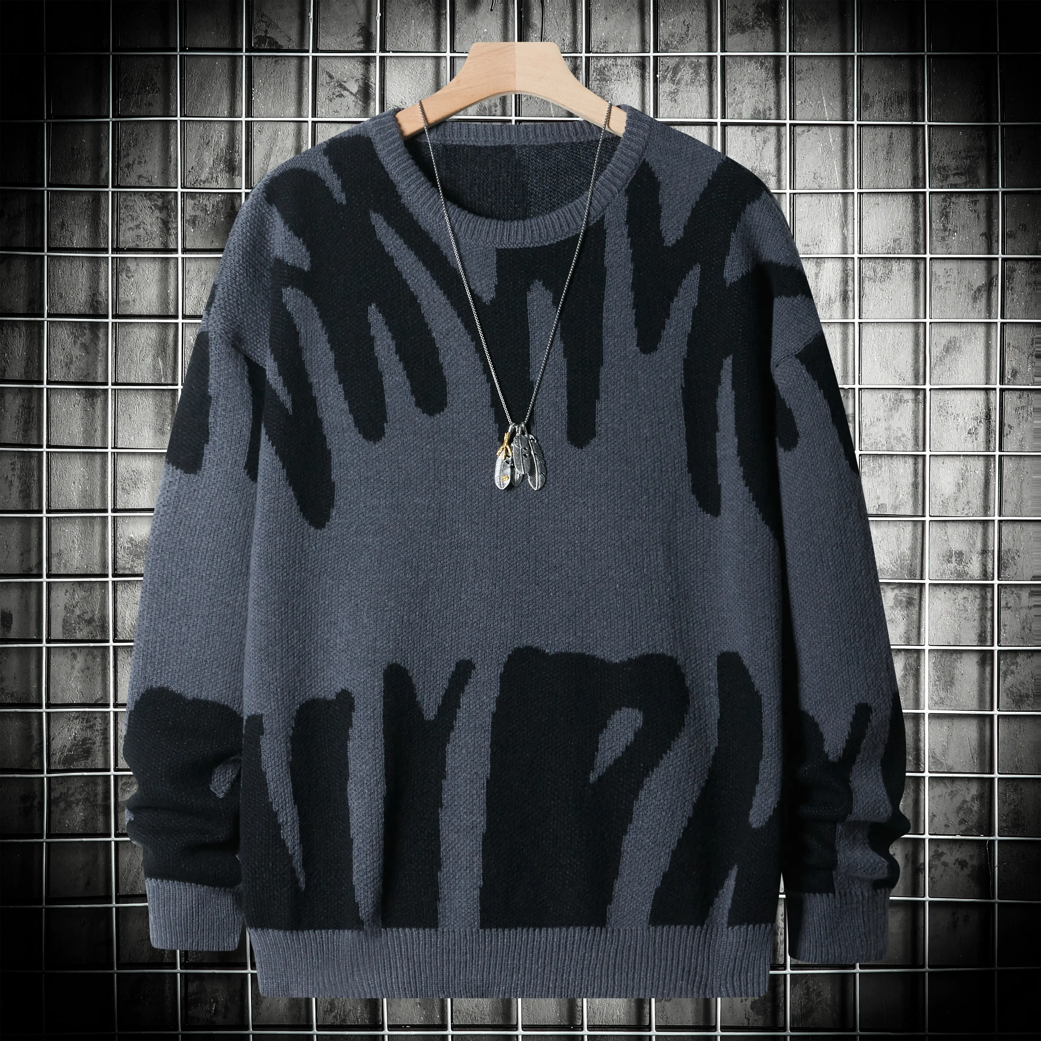 New Autumn/Winter Men’s Fashion Crewneck Pullover Long-Sleeve Knit Sweater, Casual and Versatile