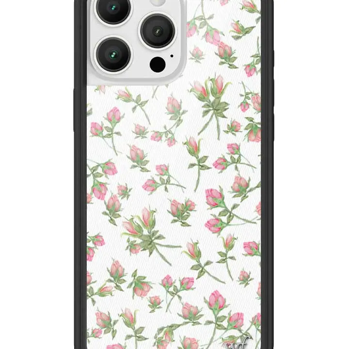 Wildflower Cases Pink Posie Rosie Limited Edition Custom iPhone Case - Raised Black Rubber Bumper, Dainty Floral Aesthetic, Durable Protection - Women's Owned Small Business Gift For Her