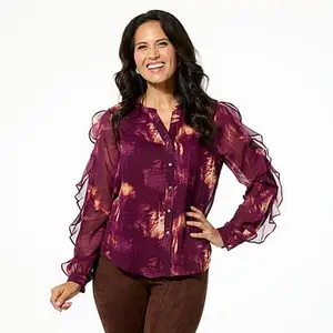 Tower Hill by Christie Brinkley Ruffle Sleeve Blouse