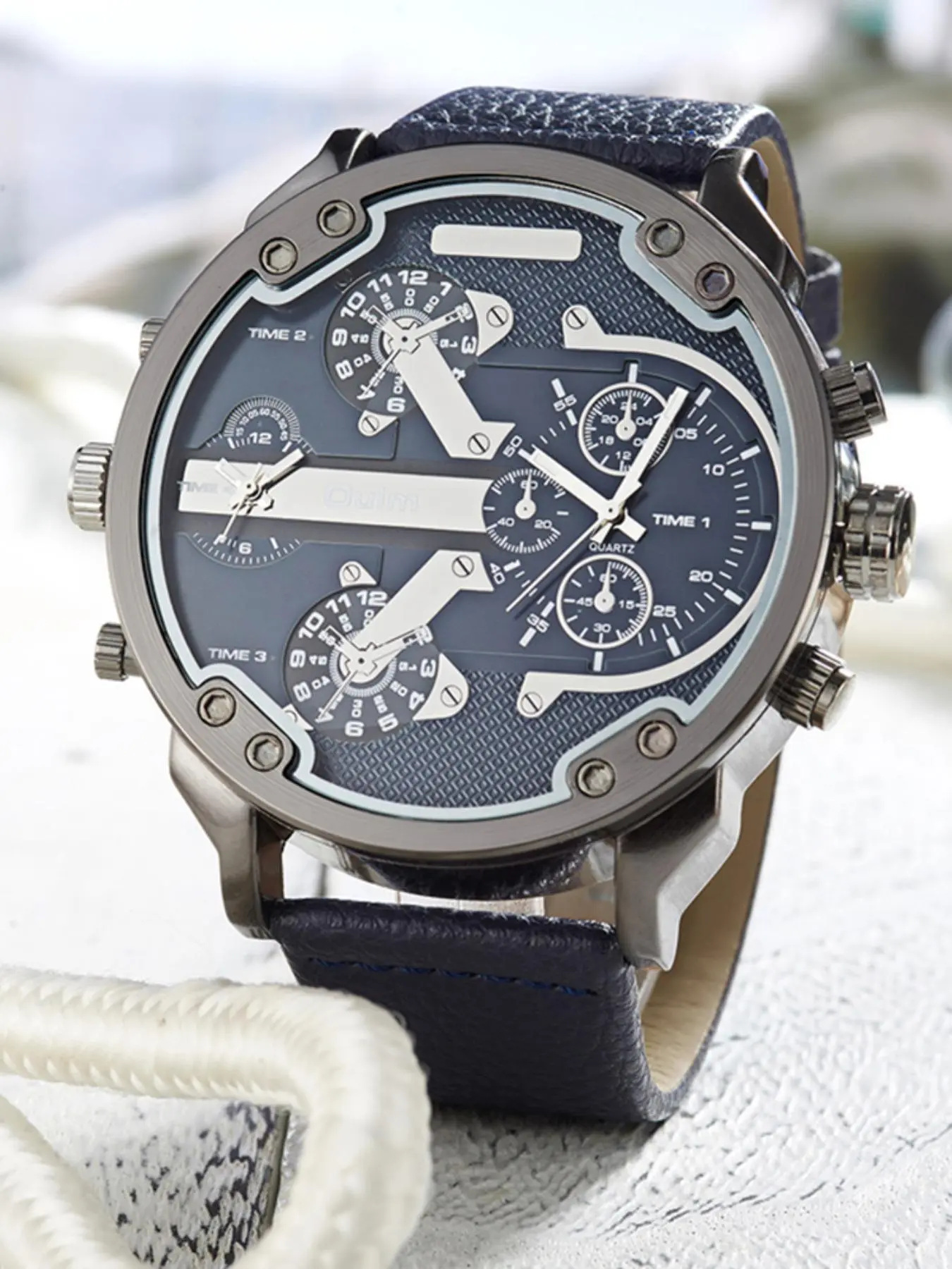 Men's Punk Style Oversized Watch, Fashion Round Dial Watch for Party, Daily Decor, Trendy All-match, Fashionable Stylish Watch for Birthday Gift with Box, Quartz Analog Wristwatch