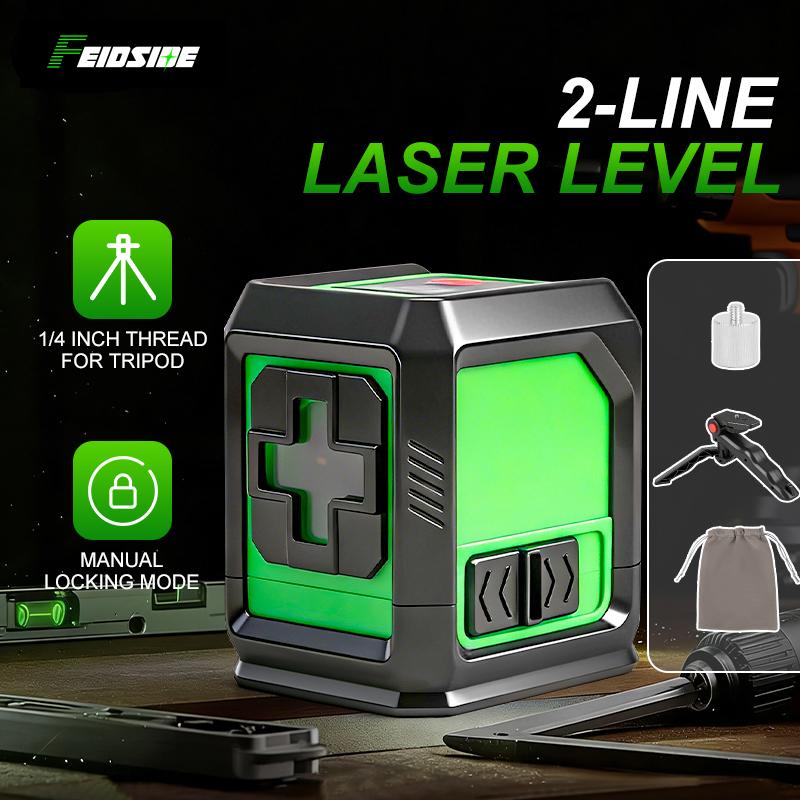 FEIDSIDE 2-Line Laser Level, Self-Leveling, Green Cross Line Laser Tool for picture hanging, tiling, construction, indoor projects