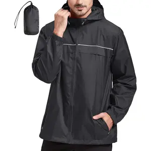 Rain Jacket Men Waterproof Windbreaker Packable Lightweight Hooded Raincoat for Golf Cycling Hiking