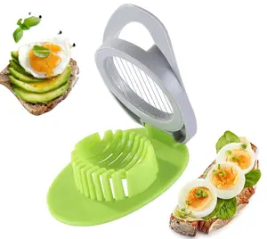 Egg Slicer for Hard Boiled Eggs, Stainless Steel Wire Egg Cutter with Stylish Duotone Plastic Body, Great for Boiled Eggs, Strawberry, Spam, Fruit, Mushroom and More (Gery+Green)