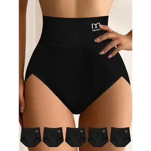 QUASTI 5pcs Cotton Briefs For Women, Comfortable & Breathable Underwear, Simple & Elegant Style High Elasticity Compression Underwear Suitable For Girls' Back to School Gifts, Size XS-XXL