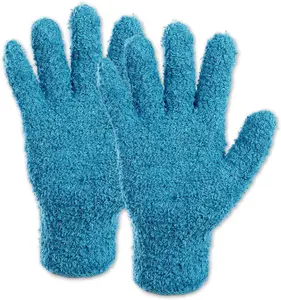 2 Pcs Microfiber Gloves, Dusting Gloves for House Cleaning, Coral Fleece Washable Household Glove
