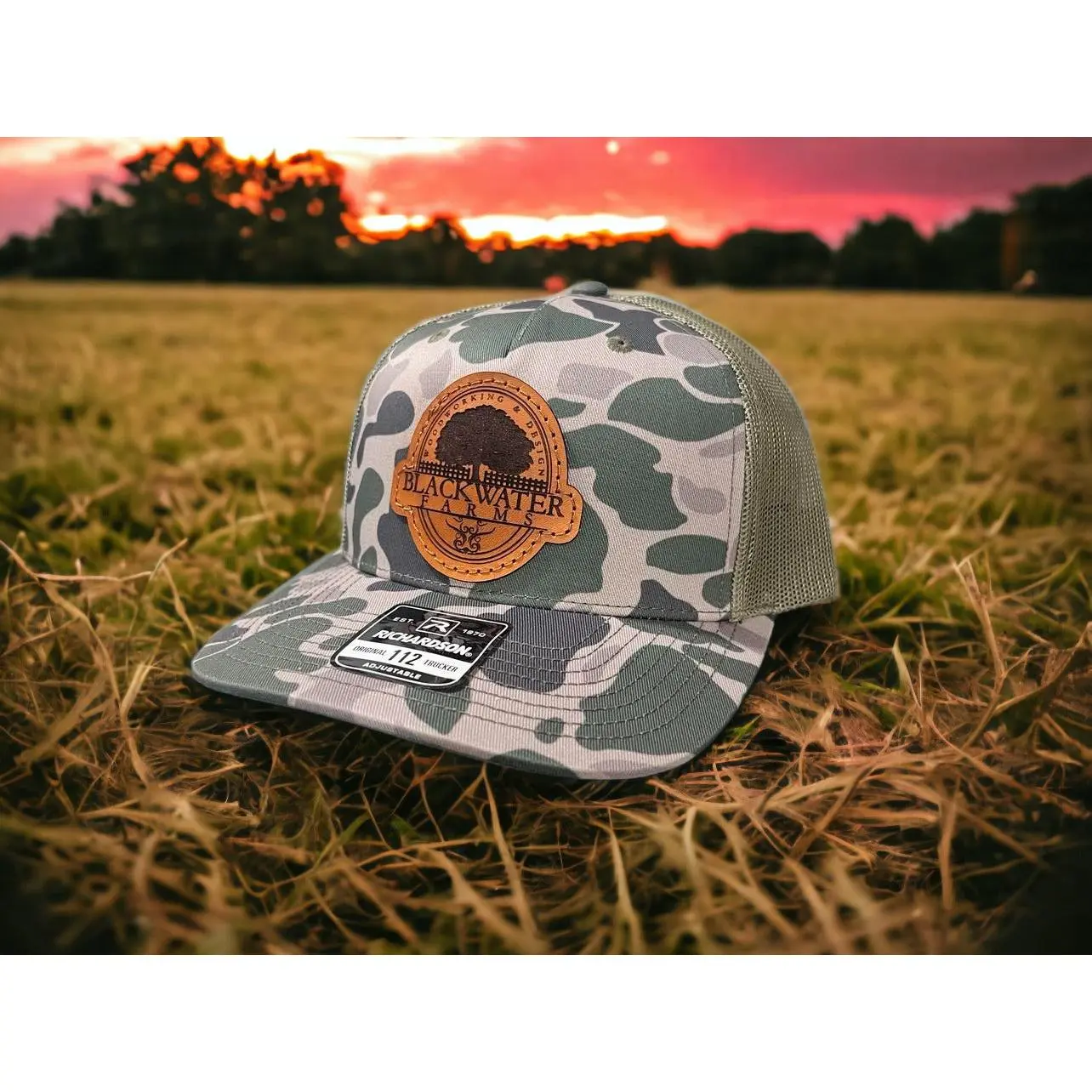 Richardson Camo R112pfp - Duck Camo Custom Leather Patch Hats