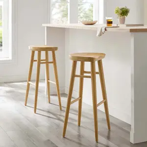 Modway Saville Backless Wood Bar Stools - Set of 2 in Oak