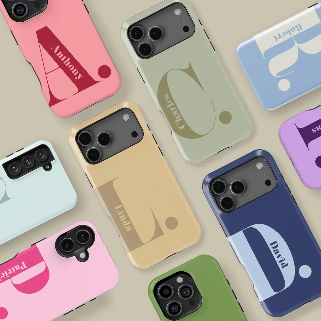 Personalised Name Design Smartphone Casing - Monogram Initial Protective Cover for iPhone 17,16,15,14,13,12,11 Pro Max & Handheld Cellphone Devices Samsung Galaxy S24,S25, Accessories, Protector