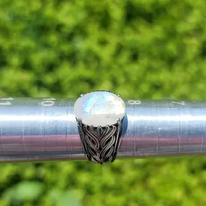 Natural Moonstone Ring. Sterling Silver.  Size 9