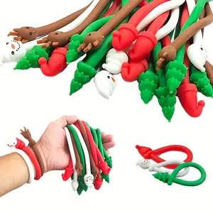 Christmas Themed Soft Rubber Stretch Wristband - Elastic Rope Stress-Relieving Design, Colored Cheerleading Bracelet, Ideal for Daily Wear, Christmas Decor & Holiday Gift for Men, Women & Teens