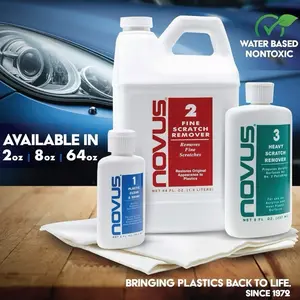 NOVUS Plastic Scratch Remover Kit – 3-Step Polish & Repair System for Acrylic, Plexiglass, & Plastic Surfaces – Fine & Heavy Scratch Remover – Shine & Restore – 2oz Bottles & Polish Mates | Father's Day Gift Restorer Kit Car Detailing Kit