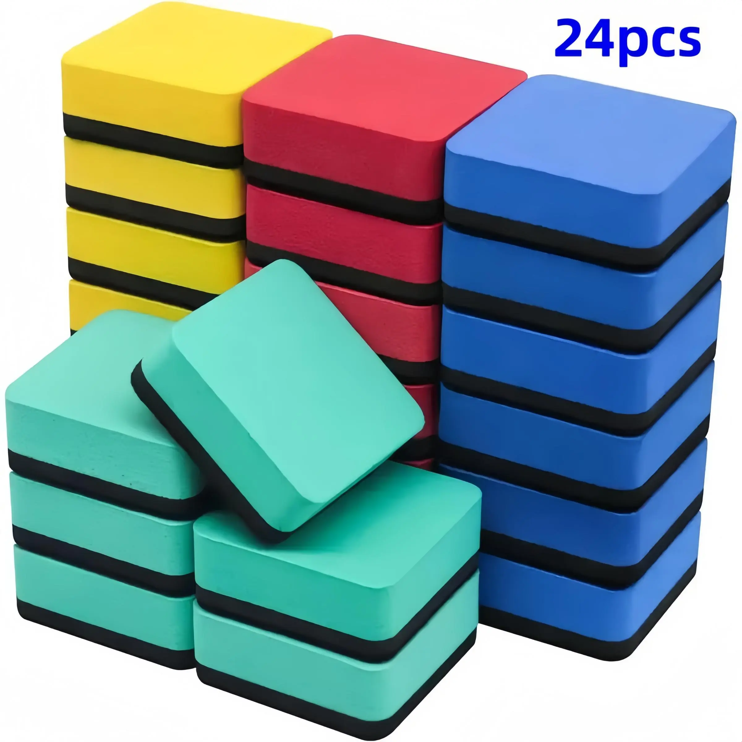 24pcs/set Colorful Dry Erasers, Whiteboard Eraser, Stationery Supplies for Classroom and Home, Office School Supplies