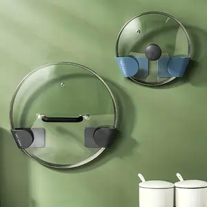 1 Pair Kitchen Punch-Free Pot Lid Racks, 3.1"x1.9", Wall-Mounted, Multifunctional, Cutting Board Pot Lid Holders