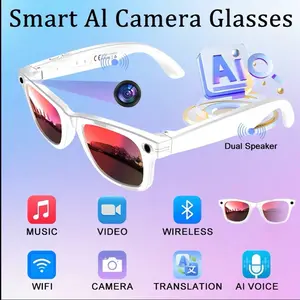 Nerunsa M02 Ultra Smart AI Camera Glasses with 4K Camera Dual Speaker Polarized Lenses Block Blue Light for Daily Work Driving Wearable Smartgoggles
